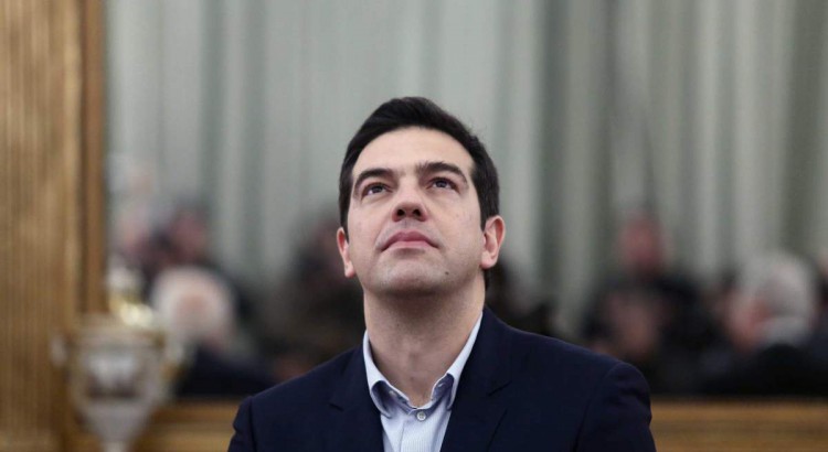 27 Jan 2015, Athens, Attica, Greece --- Greek Prime Minister and SYRIZA leader Alexis Tsipras, at the Presidential palace during the swearing in ceremony of the new Greek Government. In Athens on January 27, 2015 --- Image by © Panayiotis Tzamaros/NurPhoto/Corbis